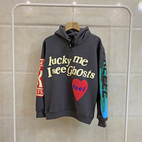 Kanye West napis Graffiti Print Plus aksamitna bluza mężczyźni polar Harajuku bluza z kapturem Hip Hop Stranger Things bluzy z kapturem 4